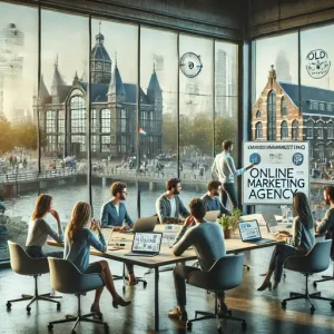 Brainstormsessie Bij Een Online Marketing Bureau Alphen Aan Den Rijn, Nederland. De Scène Bevat Een Advertentie