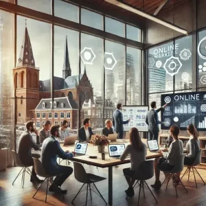 Brainstormsessie Bij Een Online Marketing Bureau Amersfoort, Nederland. De Scène Toont Een Creatief Teamwerk