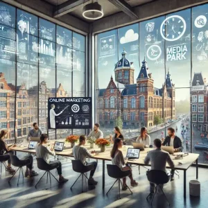 Brainstormsessie Bij Een Online Marketing Bureau Hilversum, Nederland. De Scène Toont Een Creatief Teamwerk