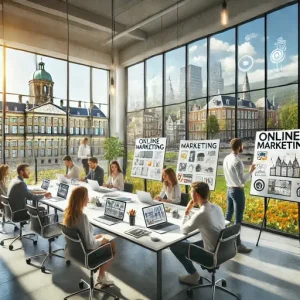 Brainstormsessie Bij Een Online Marketing Bureau In Apeldoorn, Nederland. De Scène Toont Een Creatief Teamwerk