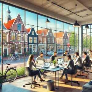 Online Marketing Bureau Almelo, Nederland. De Afbeelding Richt Zich Op Een Creatieve Werkruimte Met Teamleden Die Brainstormen