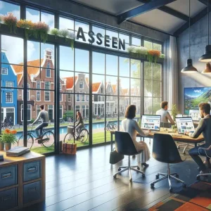 Online Marketing Bureau Assen, Nederland. De Afbeelding Benadrukt Een Helder En Modern Kantoorinterieur, Dat Teamwo Laat Zien