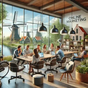 Online Marketing Bureau Brabant, Nederland. De Afbeelding Moet Een Teamsamenwerkingsgebied Tonen Met Mensen Die