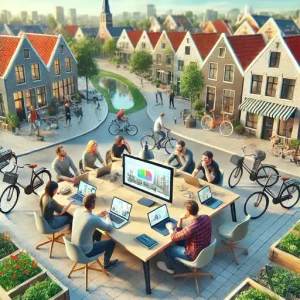 Online Marketing Bureau Emmen, Nederland. De Afbeelding Richt Zich Op Een Creatieve Werkruimte Met Teamleden Die Brainstormen,